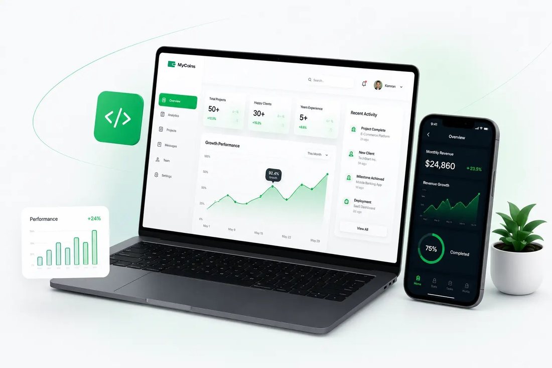Кабинет MyCoins на ноутбуке и телефоне